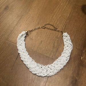 White Beaded Statement Necklace